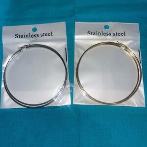 Stainless Steel Large Hoops Bundle. free 🎁 with purchase